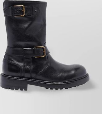 Dolce & Gabbana buckled leather mid-calf boots