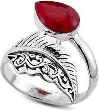 Samuel B. Sterling Silver Criss Cross Leaf Ring in Red at Nordstrom Rack, Size 6