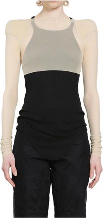 Rick Owens Temple Helm Top - Dames - Longsleeves - Beige - M - Nylon - Tops