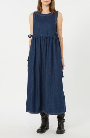 Max Mara Sleeveless Cotton Denim Dress in Navy at Nordstrom, Size 10