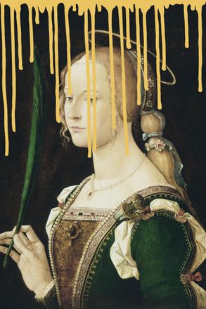 Queence Acrylglasbild »Frau mit Farbklecks« Bilder von Frauen Formen Frau Gemälde Historische Persönlichkeiten Kunst Fine Art-Print in Galeriequalität