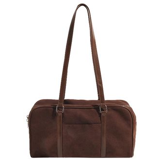 Generic Women Faux Suede Shoulder Bag Fashion Underarm Bag Large Capacity Stylish Armpit Bag Zip Closure Elegant Shoulder Purse for Autumn Winter (Brown)