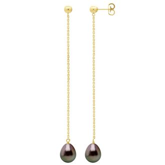 Ateliers Saint Germain Womens Hanging Earrings - Real Cultured Tahiti Pearls Pear 8-9 mm - Gold - One Size