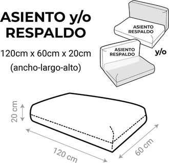 Happers Happers - Coj&iacute;n Para Palets Polipiel Exterior Gris Claro Asiento Y/o Respaldo: 120x60x20 Gris Claro - Gris Claro