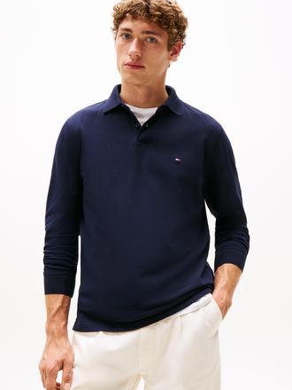 Tommy Hilfiger Langarm-Poloshirt TOMMY HILFIGER 1985 REGULAR LS POLO, Herren, Gr. S, blau (desert sky), Piqu&eacute;, Obermaterial: 96% Baumwolle, 4% Elasthan, normal, Ripp