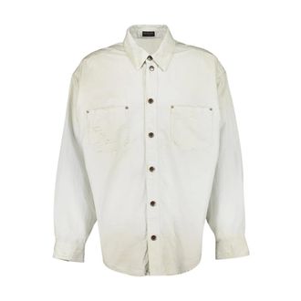 Balenciaga Overhemden, Heren, Wit, M, Katoen, Witte Ripstop Werkoverhemd