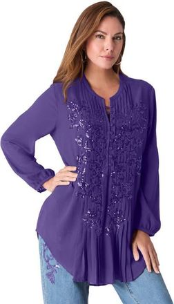 Roaman's Sequin Floral Tunic in Midnight Violet at Nordstrom, Size 14