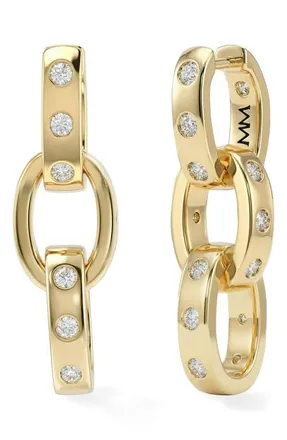 Melinda Maria Ashley Cubic Zirconia Convertible Link Hoop Earrings in Gold-White at Nordstrom