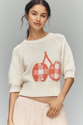 Maeve Elbow-Sleeve Cotton-Blend Crew Pullover