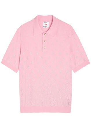 Casablanca Casablanca Crystal-embellished Merino Wool Polo Shirt - Pink - XL