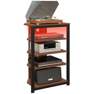 HOMCOM TV Stand with Lights - 4-Tier Storage Shelves for TVs up to 29 | TJ Hughes