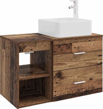 vidaXL Juego De Muebles De Ba&ntilde;o 2 Uds. Madera Envejecida Vidaxl
