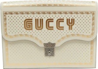 Gucci Clutch in pelle con logo - Bianco