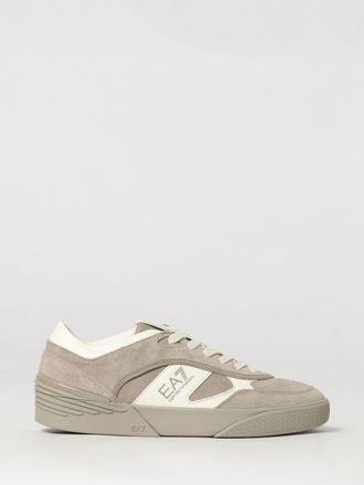 Emporio Armani Low Top Suede Leather Trainers with Padded Ankle and Printed Logo