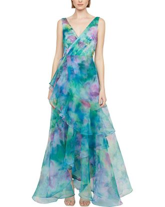 Theia Karen Organza V-Neck Gown