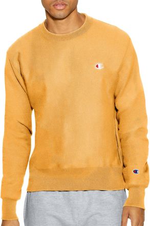 Champion Mens Crewneck, Reverse Weave, Heavyweight Fleece Sweatshirt, C Gold Left Chest C, XXL