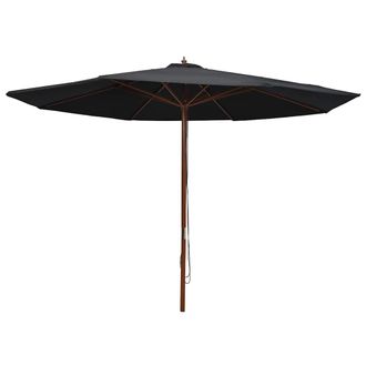 vidaXL Sombrilla De Jard&iacute;n Con Palo De Madera Negro 350 Cm Vidaxl