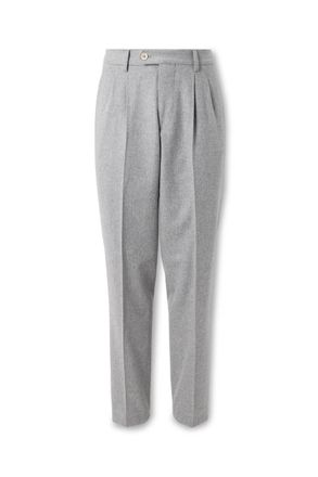 Brunello Cucinelli Straight-Leg Pleated Cotton and Cashmere-Blend Suit Trousers