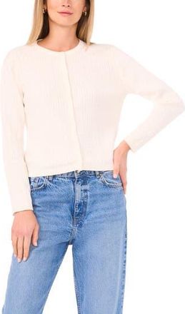 Halogen Cotton Cable Knit Crop Cardigan in Antique White at Nordstrom Rack, Size X-Small