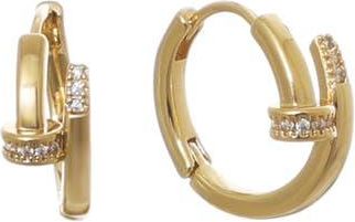 Adornia Cubic Zirconia Nail Huggie Hoop Earrings in Gold at Nordstrom Rack