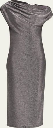 Ramy Brook Rocker Chet Metallic Boat-Neck Midi Dress