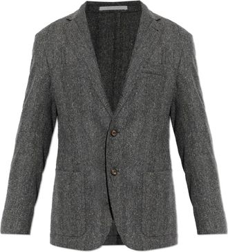 Eleventy Visgraat Blazer met Twee Knopen - Heren - Blazers - Grijs - XL - Wol - Jassen