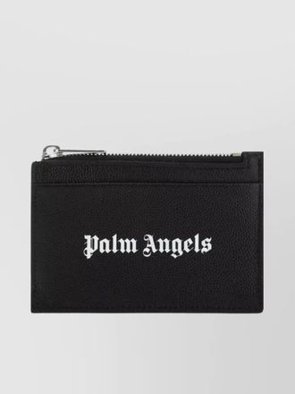 Palm Angels leather zip logo-print card holder