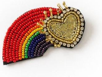 Matr Boomie Bala Mani Beaded Rainbow Brooch Pin in Multicolor at Nordstrom