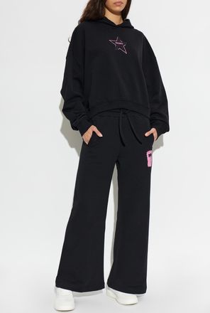 Palm Angels Printed Cotton Hoodie, Womens, Black