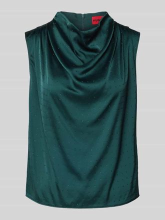 HUGO BOSS Regular Fit Blusenshirt mit Wasserfallkragen Modell CASMINI in Dunkelgruen, Gr&ouml;&szlig;e 34