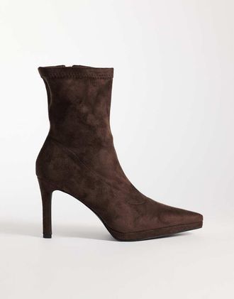 Simmi London Simmi London Grech stivali a calza con tacco in suedette marrone