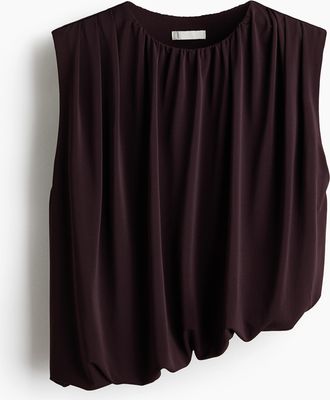H&M Drapiertes Top mit Ballonsaum - Dunkelbraun