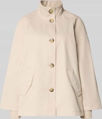 Comma Relaxed Fit Jacke mit Stehkragen in Sand, Gr&ouml;&szlig;e XS