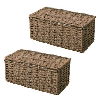 OEM 2 Cajas De Pa&ntilde;uelos De Rat&aacute;n, Servilletero Vintage, Contenedor De Almacenamiento Que Evita El Desorden (caf&eacute;)