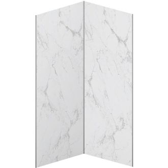 Vente-Unique Pannello per parete da doccia effetto marmo bianco in alluminio con profili 2xL90xH210 cm - Lotto di 2 - ENEKO