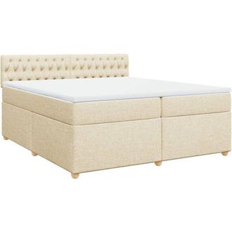 vidaXL Cama Box Spring Con Colch&oacute;n Tela Color Crema 200x200 Cm Vidaxl