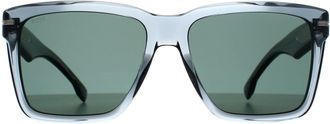 HUGO BOSS Rectangle Mens Grey Green Mirror 1745/S - One Size