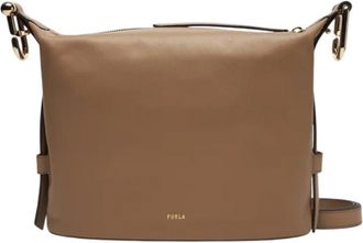 Furla Schoudertas van glad leer - Dames - Schoudertassen - Beige - ONE Size - Leer - Tassen