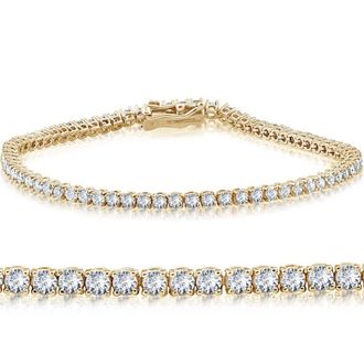 Pompeii3 4Ct TW 14k White or Yellow Gold Round-Cut Diamond Tennis Bracelet 7 Womens