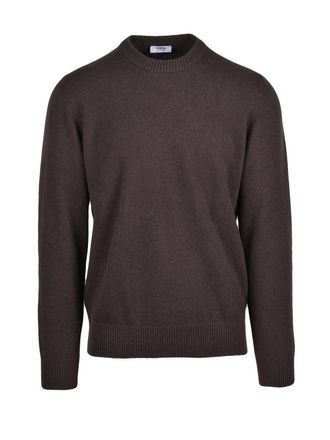 Jurta Brown Merino Wool-Cashmere Blend Crewneck Sweater