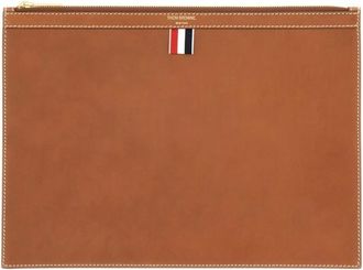 Thom Browne Pebble Grain Medium Document Houder - unisex - Portefeuilles - Bruin - ONE Size - Leer - Accessoires