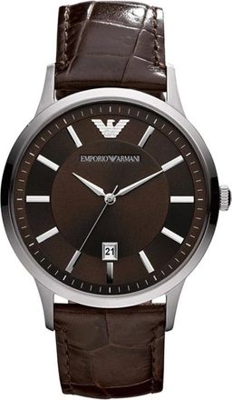 Emporio Armani Accessoires, Heren, Grijs, ONE Size, Leer, Renato Horloge
