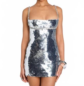 Retrof&ecirc;te Aderyn Sequin Dress In Silver
