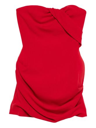 Magda Butrym draped strapless mini dress - women - Spandex/Elastane/Wool/Spandex/Elastane/Silk - 40 - Red