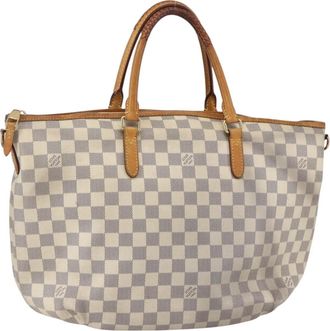 Louis Vuitton Riviera Handbag Damier White Canvas Handbag (Pre-Owned)
