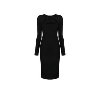 Pinko Stijlvolle Midi Jurk - Dames - Casual kleedjes - Zwart - L - Polyester - Kleedjes