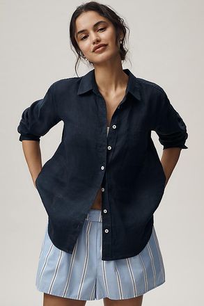 Maeve Kate 100% European Linen Classic Buttondown Shirt