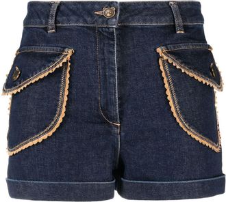 Moschino scalloped-trim denim shorts - women - Elastane/Cotton/Polyester/Cotton - 40 - Blue