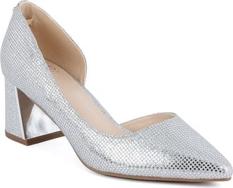 Jones New York Womens Block Heel Pumps - Pointed Toe Slip-On Dress Shoes for Office, Party, and Formal Wear, Silver Pearl-candor, 4.5 UK