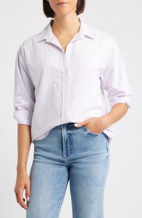 Beach Lunch Lounge Stripe Oversize Shirt in Lilac Breeze at Nordstrom, Size X-Small